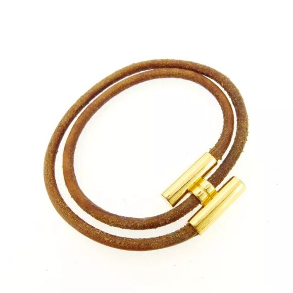 Hermes Bangle Bracelet Brown Gold Woman Authentic Used Y4738